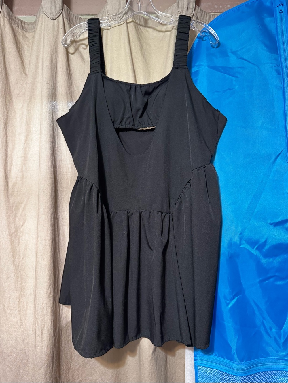 Amazon Black Sleeveless Mini Dress with Ruched Straps